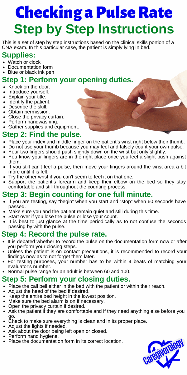 Checking a Pulse Rate Step by Step Instructions